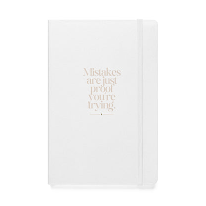 Little Black Book hardcover notebook with motivational quote on a white UltraHyde cover, sized 5.5" x 8.5".