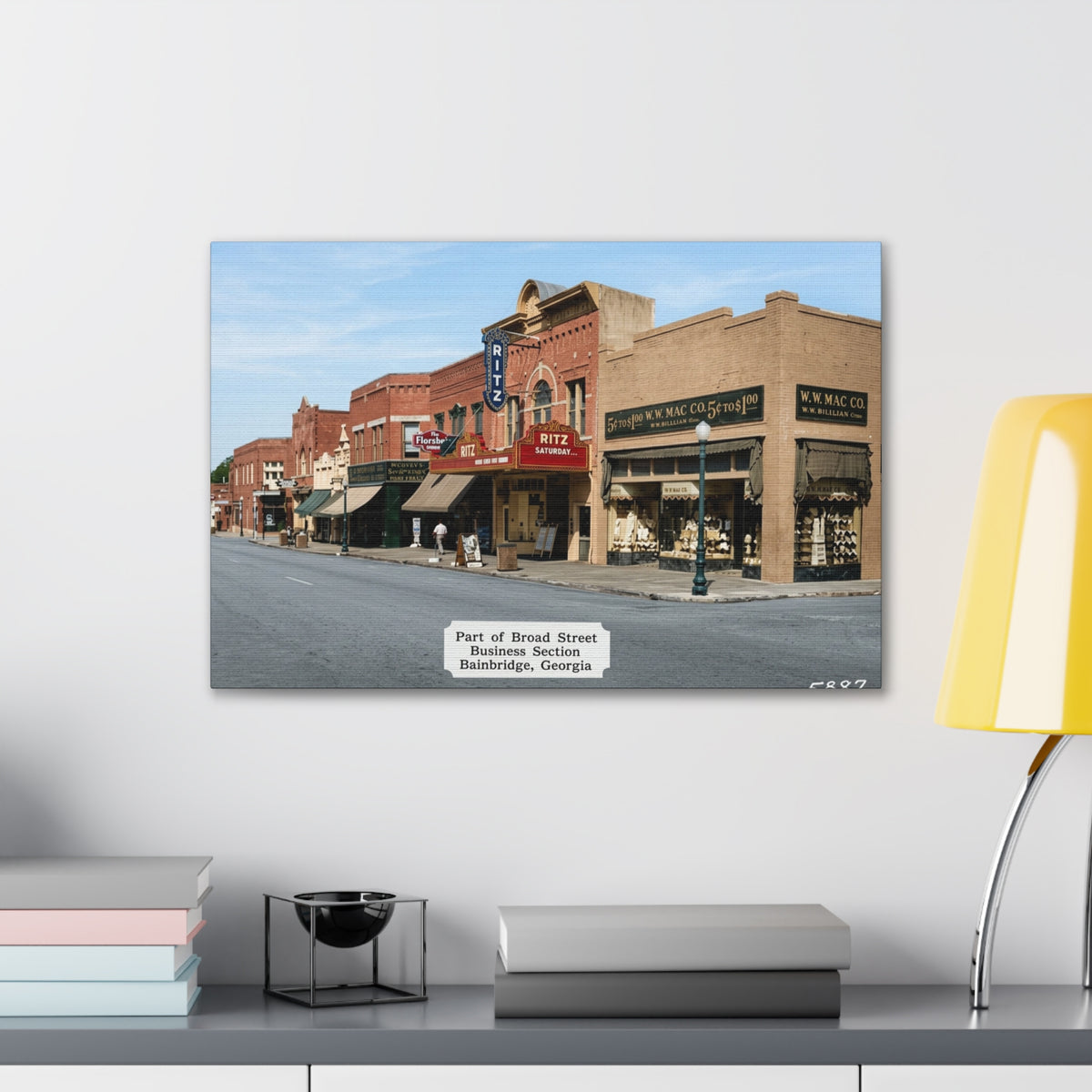 Bainbridge Georgia, Broad Street Main Street Canvas Vintage Wall Art