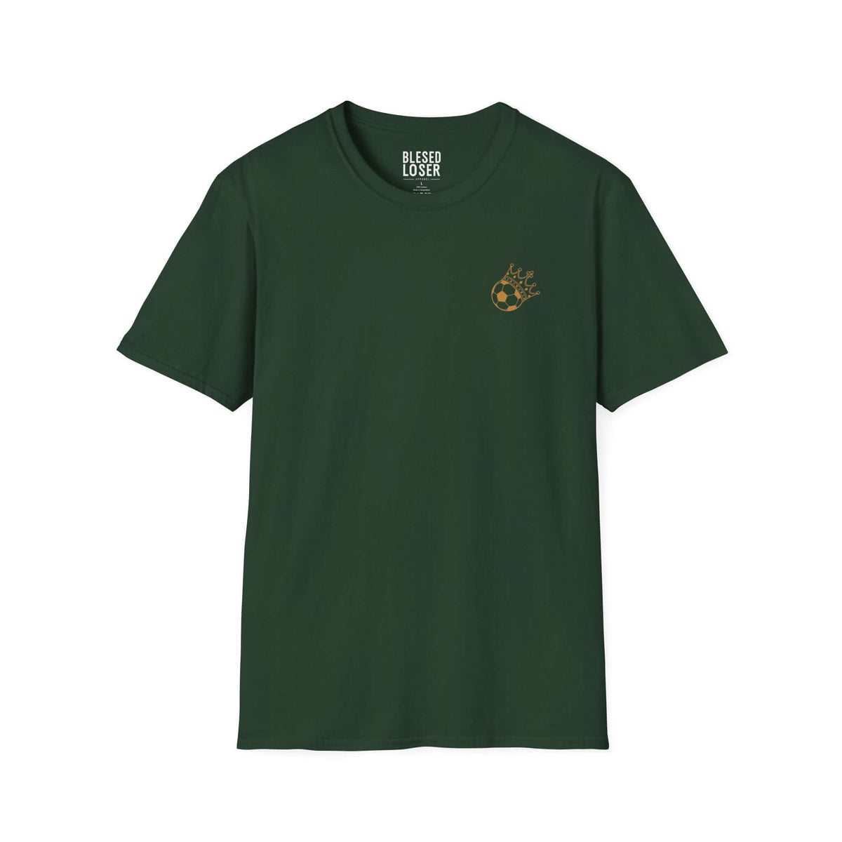 Blessed to Lose, Honored to Win T-Shirt in Forest Green with laurel motif and smooth cotton feel.