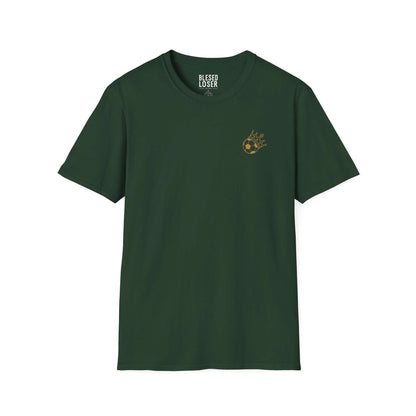 Blessed to Lose, Honored to Win T-Shirt in Forest Green with laurel motif and smooth cotton feel.