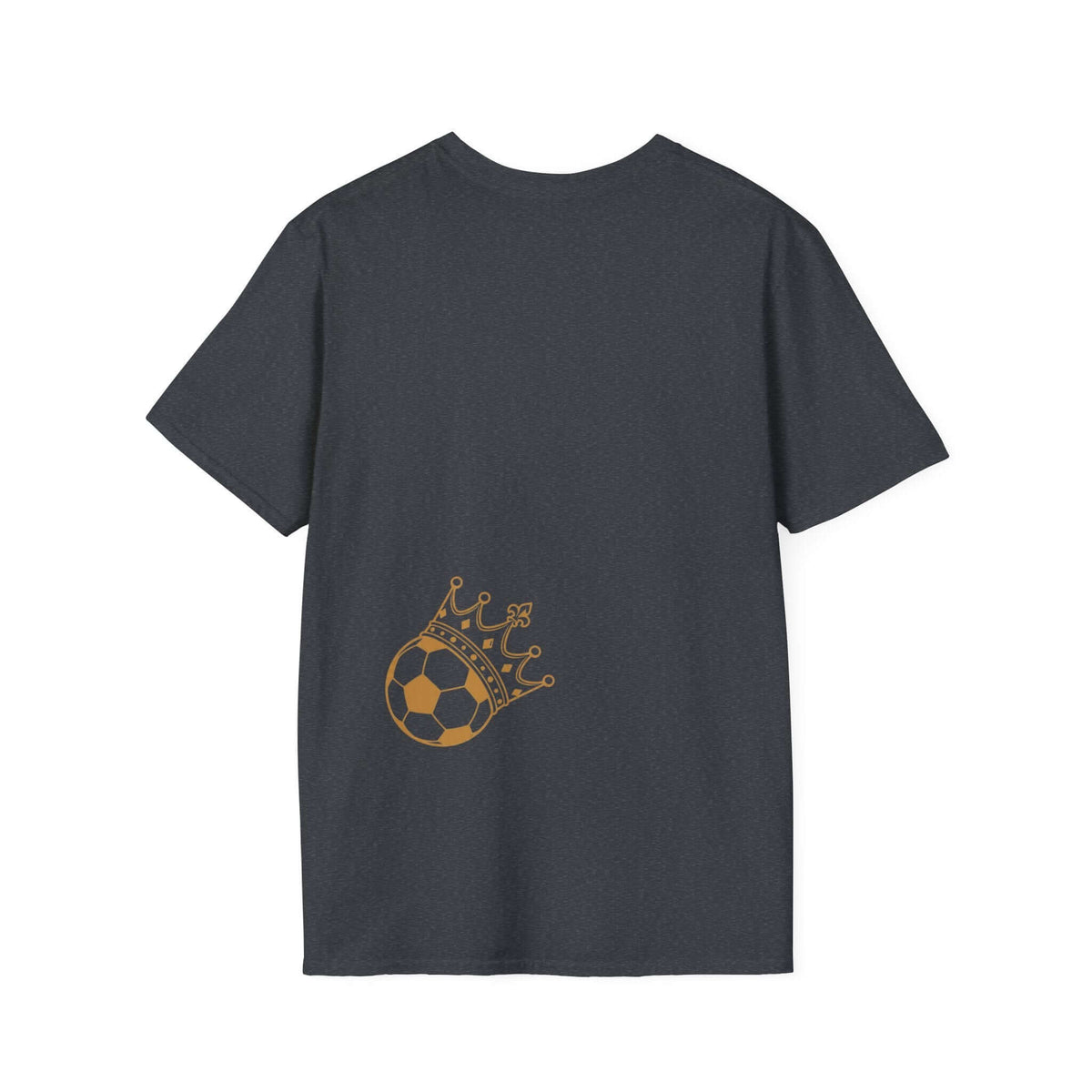 Soccer Splash T-Shirt — "Play Hard, Live" Colorful Football Graphic back view with crowned soccer ball design.