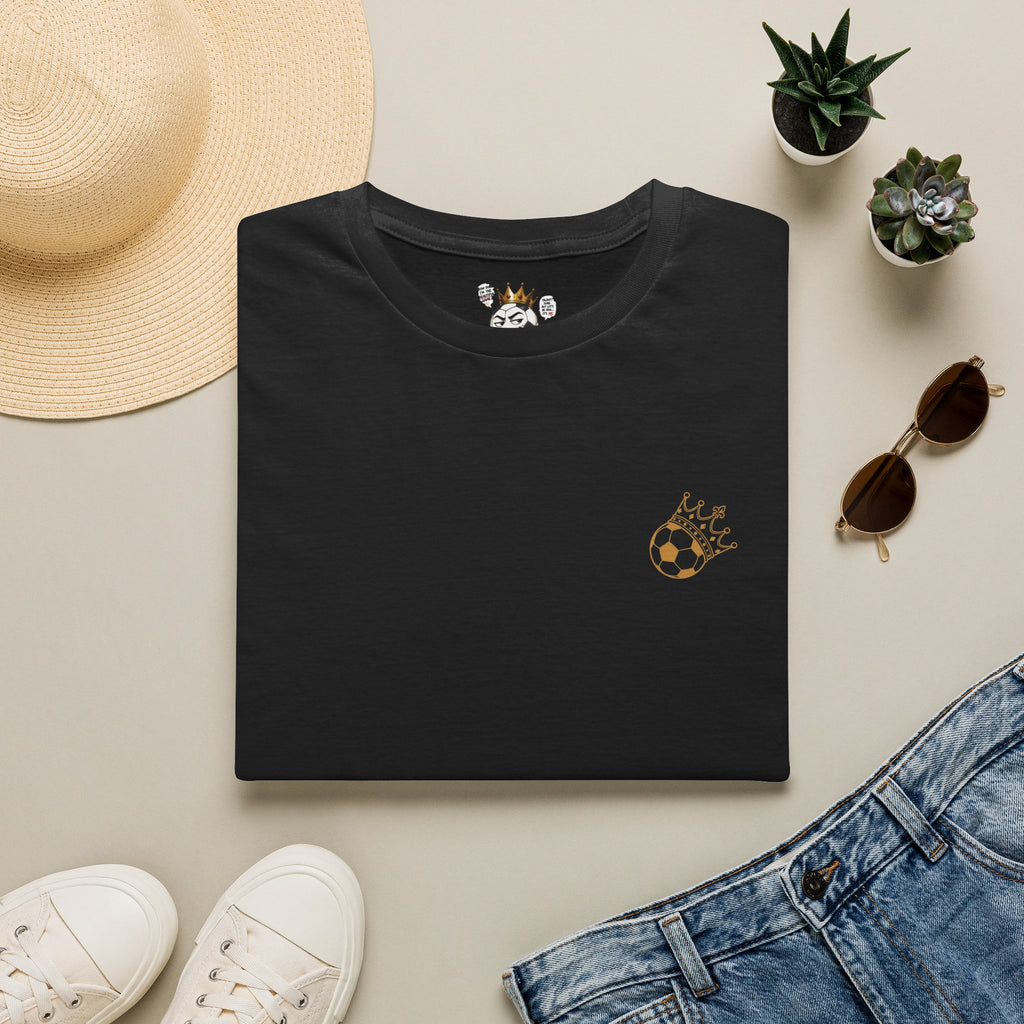 Cute Crowned Cat Pocket Tee — Minimal Embroidered Kitten T-Shirt