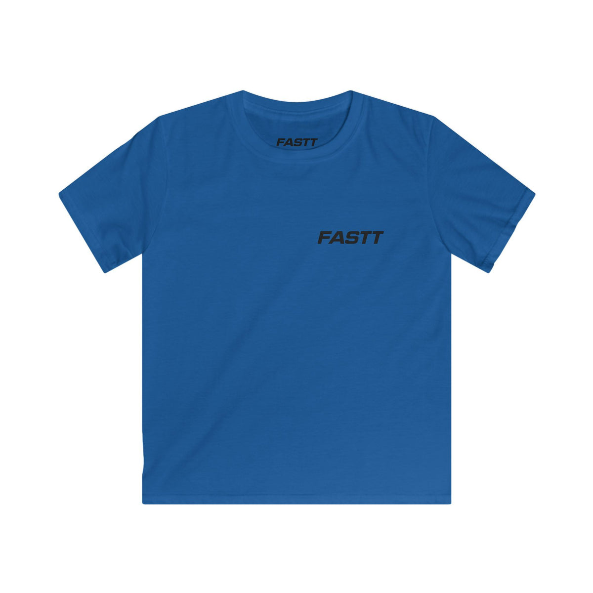 Kids Tee — 'FASTT' Soccer Ball with Crown Graphic Youth футболка in royal blue featuring sporty FASTT wordmark.