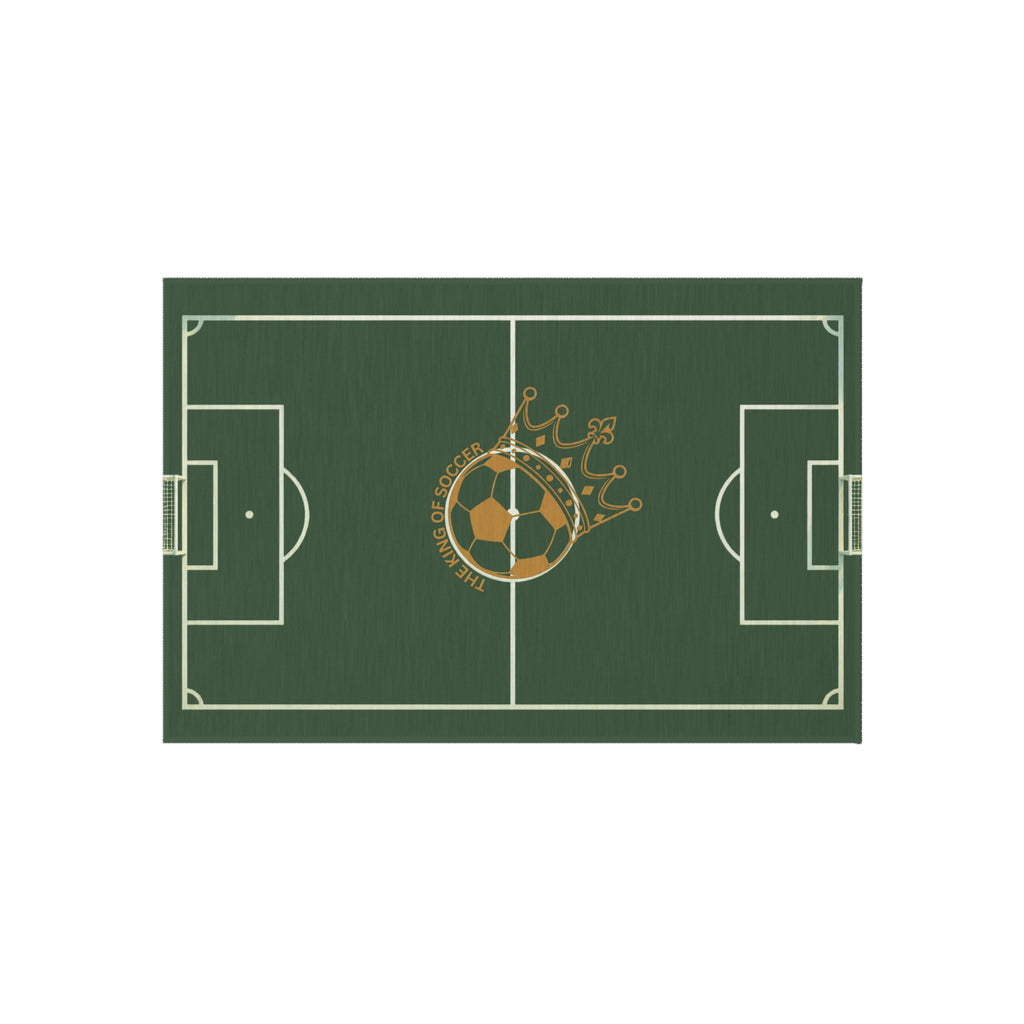 Soccer Field Outdoor Rug — Crowned Soccer Ball Design for Patio & Game Rooms