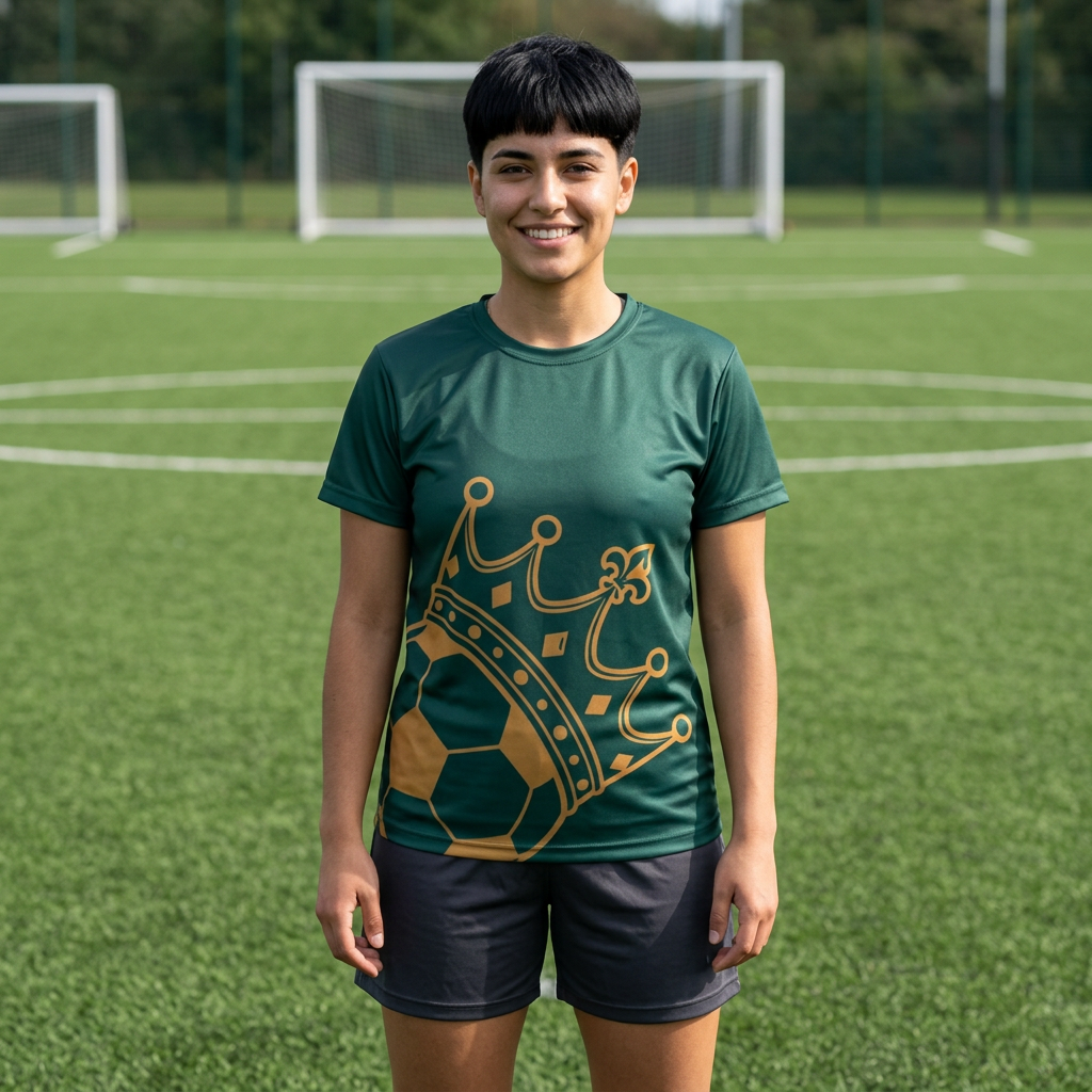 Kids Soccer Jersey — Green Royal Crown Football Tee