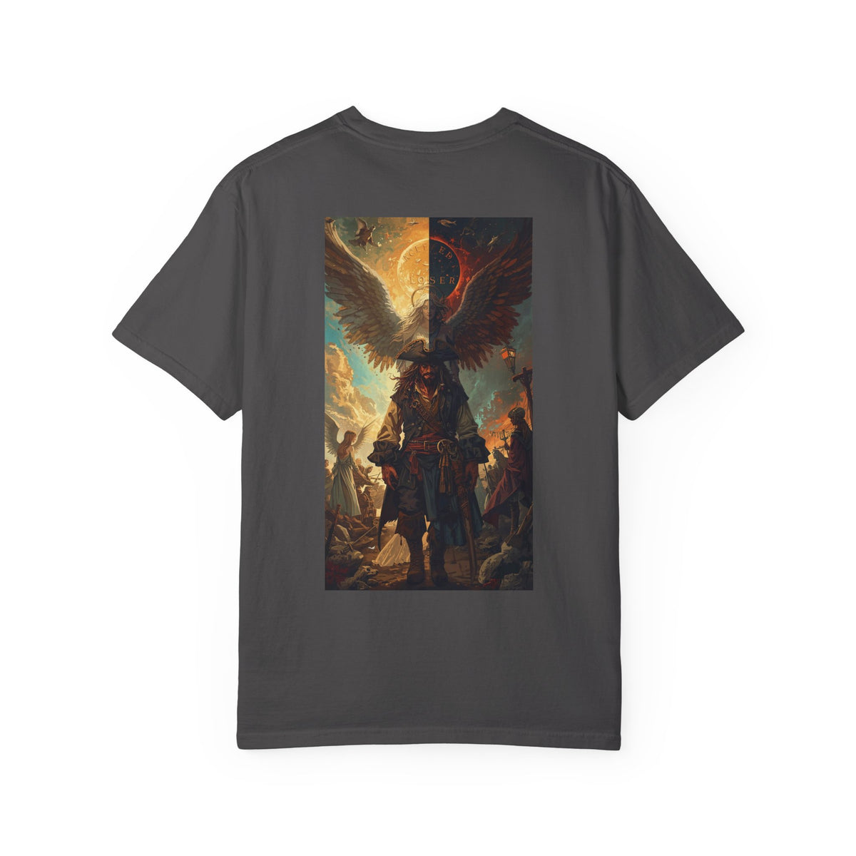 Epic Fantasy Adventure Graphic T-Shirt - Unisex, Comfortable Tee, Unique Gift for Fans, Perfect for Conventions, Everyday Wear on graphite fabric.