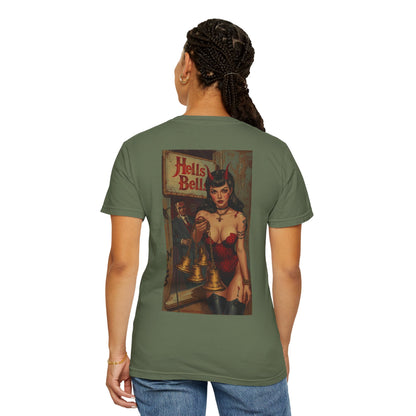 Hells bells Tshirt, Blessed Loser featuring a unique design with a graphic on the back, highlighting individuality.