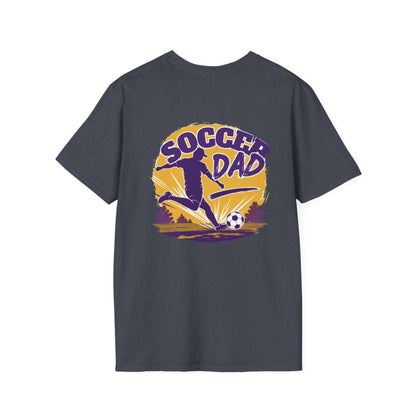 Soccer Dad T-Shirt — Retro Soccer Dad Tee, Father’s Day Gift, featuring bold design on Heather Navy fabric.