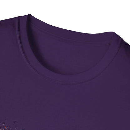 Soccer Splash T-Shirt — "Play Hard, Live" Colorful Football Graphic crew neckline detail.