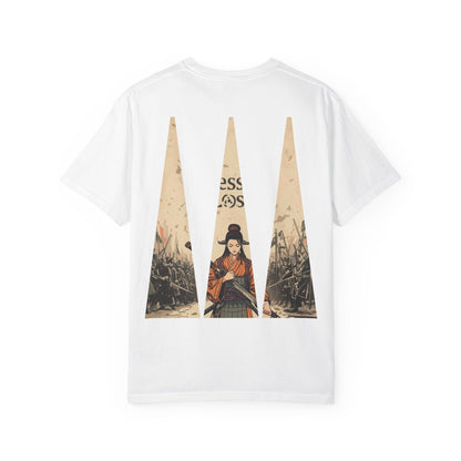 Blessed Loser T-Shirt — Vintage Samurai Triangle Back Print featuring vintage illustration on a white tee in size L.