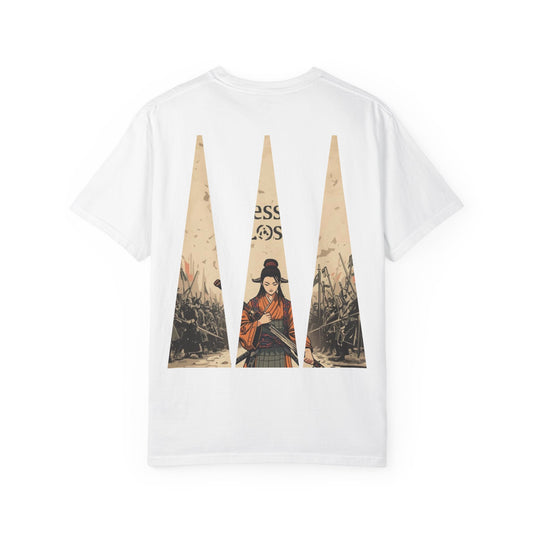 Blessed Loser T-Shirt — Vintage Samurai Triangle Back Print featuring vintage illustration on a white tee in size L.