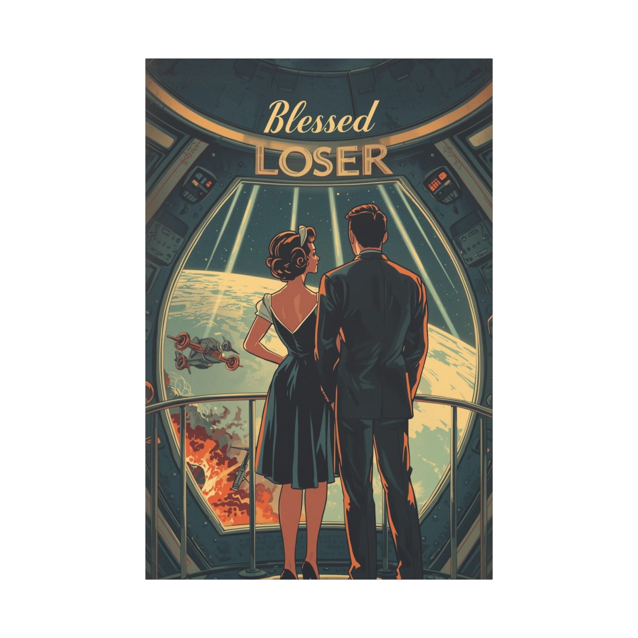 Blessed Loser Canvas Art | Vintage Space Wall Decor