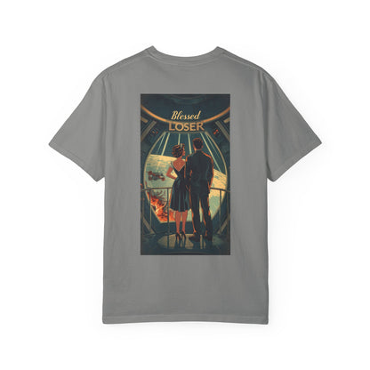 Retro Blessed Loser T-Shirt Comfort Colors in granite color featuring vintage graphic design on back.