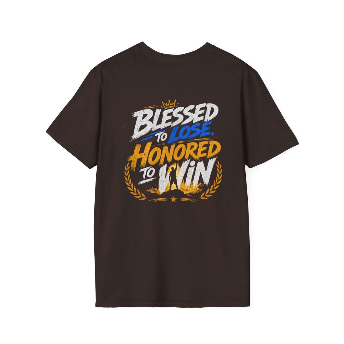 Blessed to Lose, Honored to Win T-Shirt featuring a graphic design on a black crew neck tee.