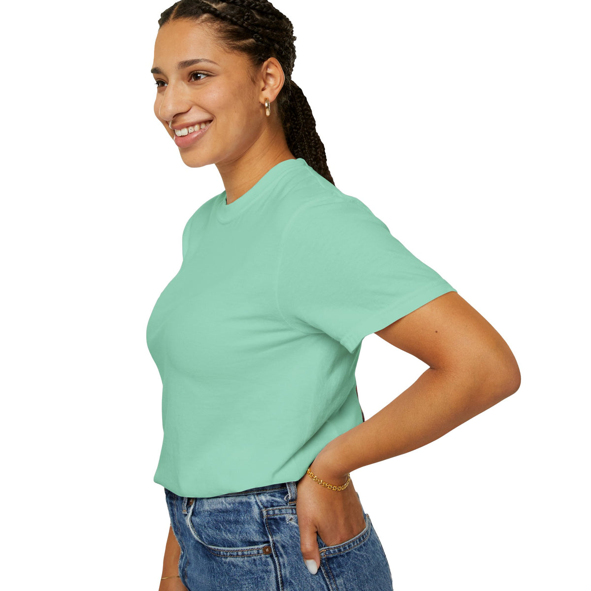 Blessed Losers Garment-Dyed T-Shirt, Comfort colors worn by a woman in a light teal color, showcasing style and comfort.