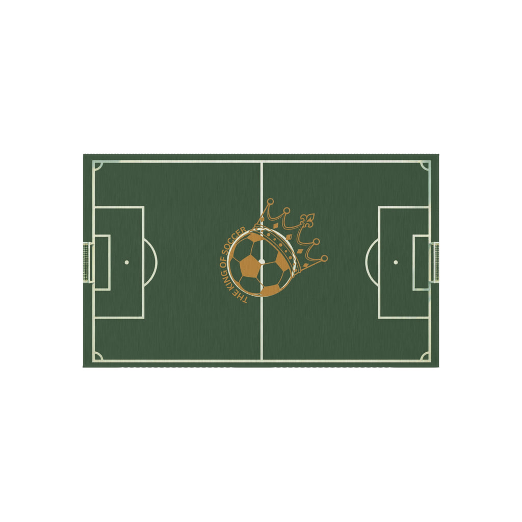 Soccer Field Outdoor Rug — Crowned Soccer Ball Design for Patio & Game Rooms