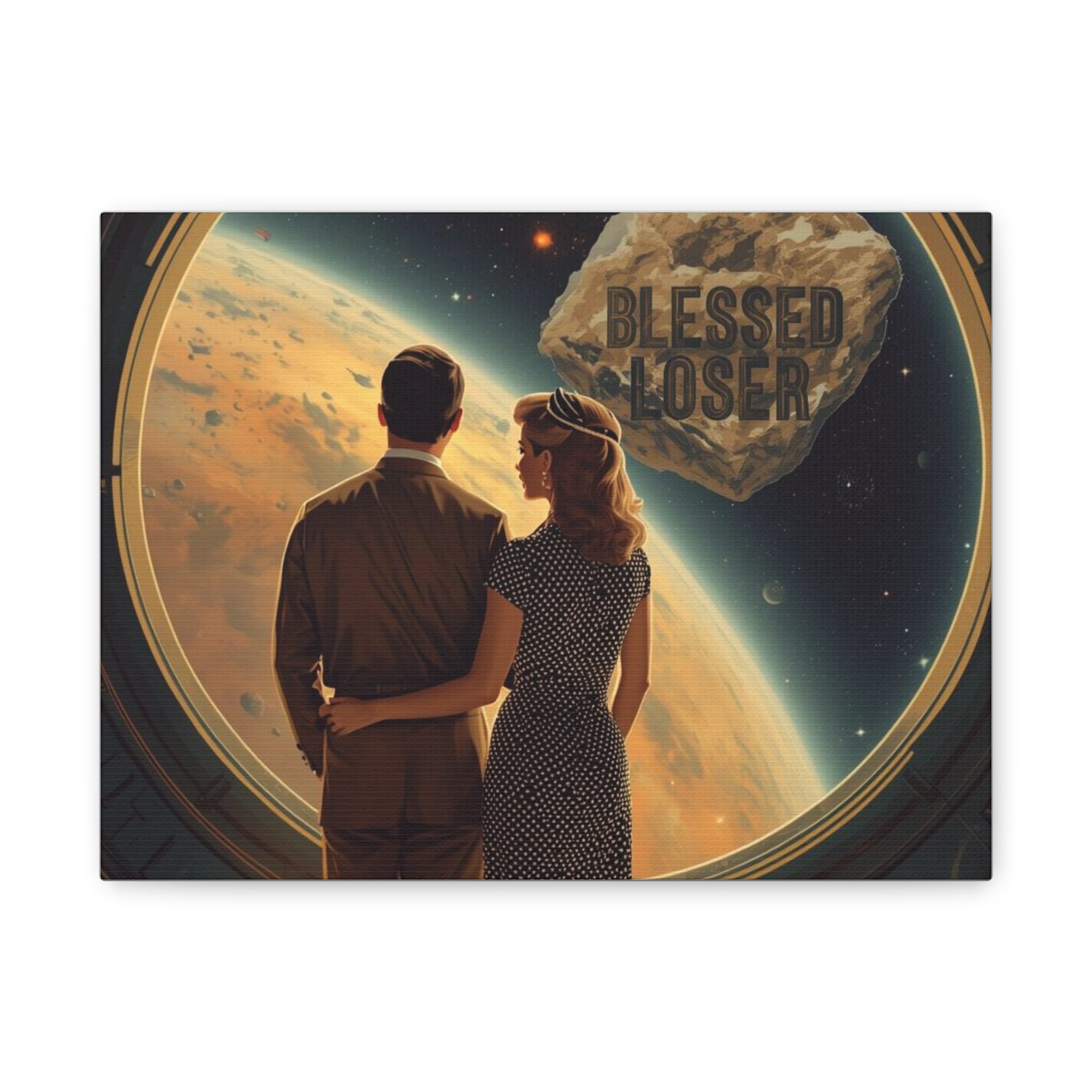 Blessed loser Canvas Wall Art, Retro Couple