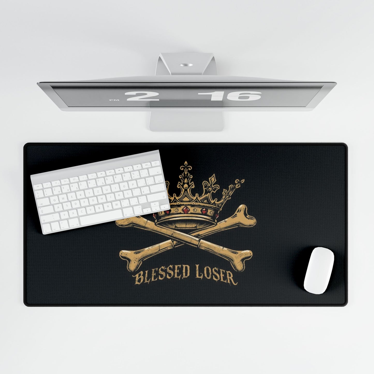 Crown & Bones Desk Mat - Blessed Loser Vintage gaming pad