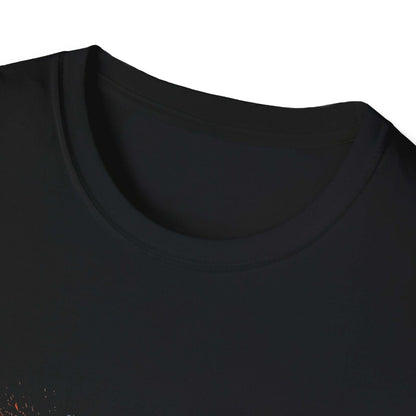 Soccer Splash T-Shirt — "Play Hard, Live" Colorful Football Graphic close-up of crew neckline