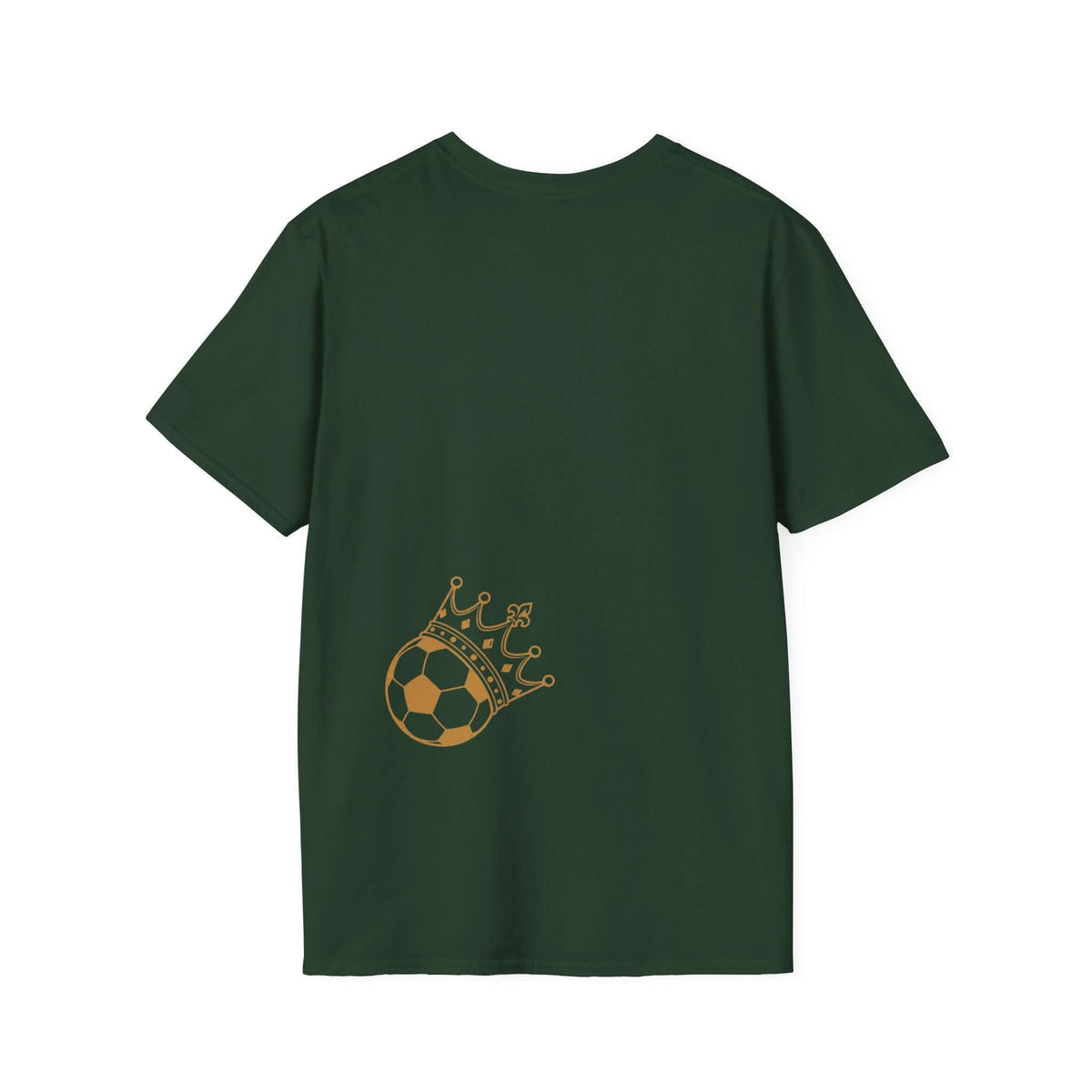 Soccer Splash T-Shirt — "Play Hard, Live" Colorful Football Graphic back view with crowned soccer ball design.