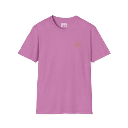 Blessed to Lose, Honored to Win T-Shirt in Heather Radiant Orchid with gold graphic