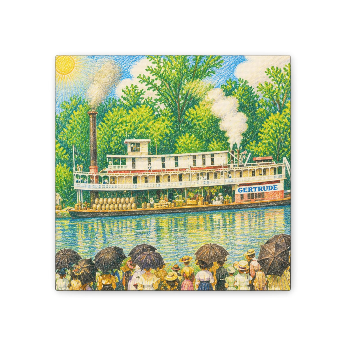 Steamboat Canvas Print — Vintage Riverboat Wall Art