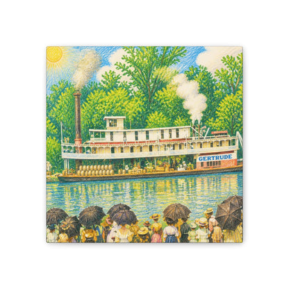 Steamboat Canvas Print — Vintage Riverboat Wall Art
