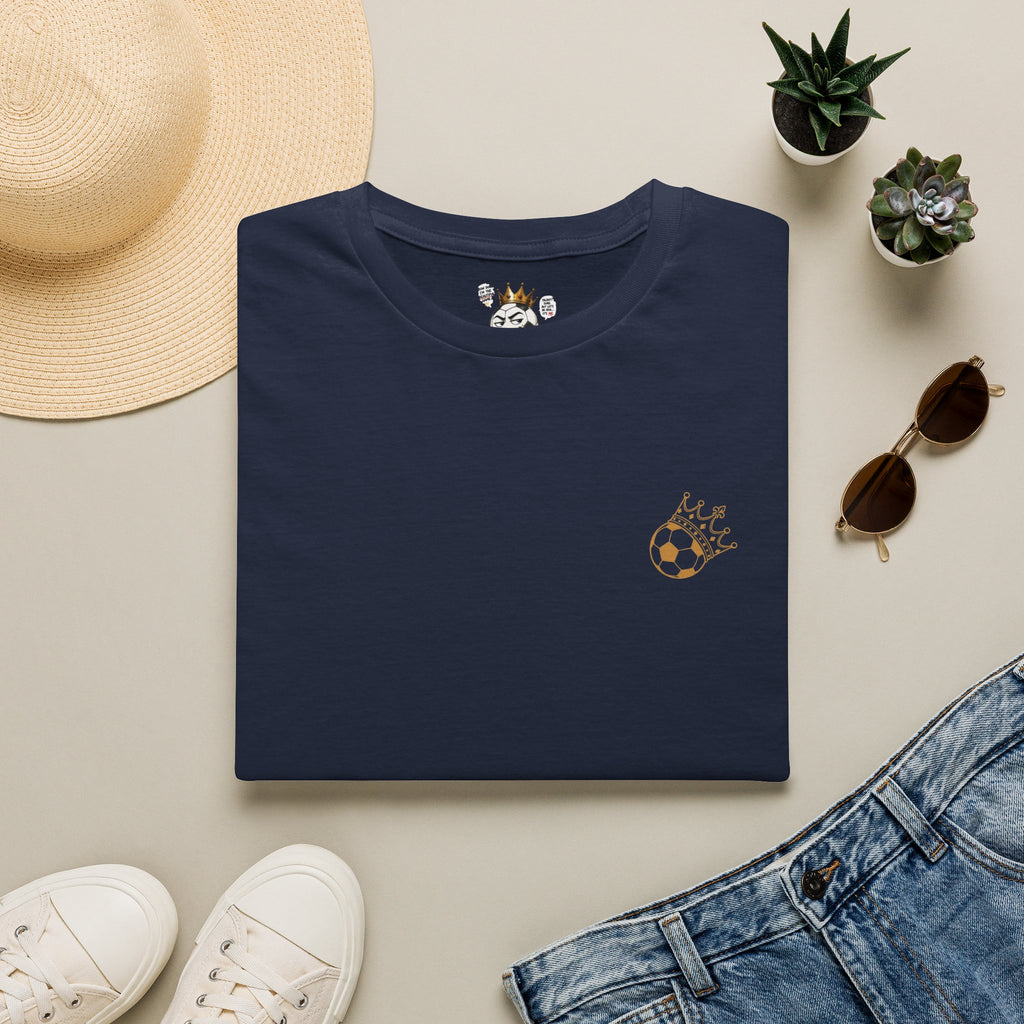 Cute Crowned Cat Pocket Tee — Minimal Embroidered Kitten T-Shirt