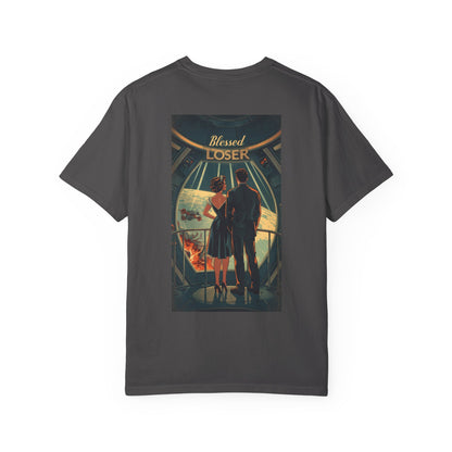Retro Blessed Loser T-Shirt Comfort Colors in graphite featuring vintage graphic design.