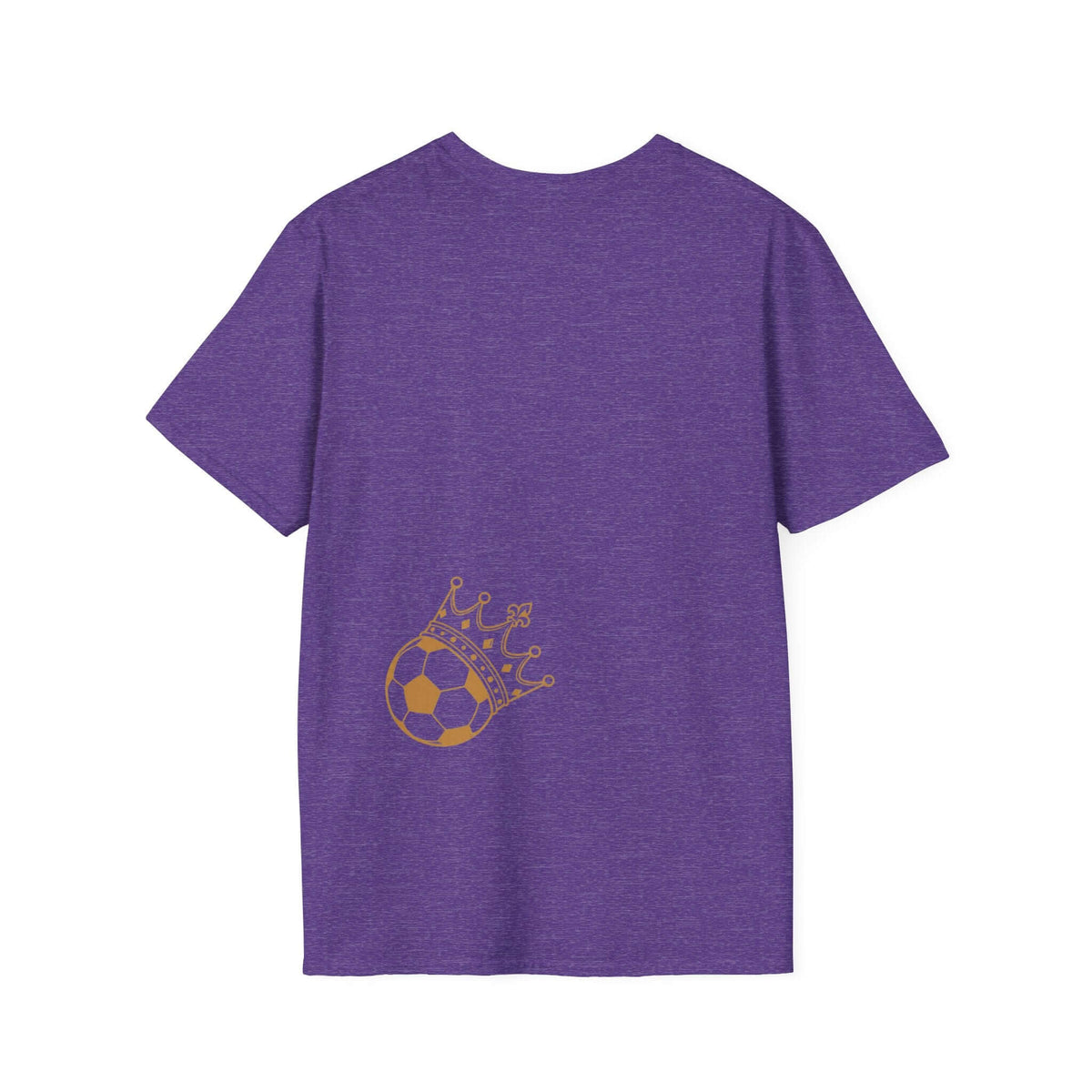 Soccer Splash T-Shirt — "Play Hard, Live" Colorful Football Graphic back view with crowned soccer ball design.