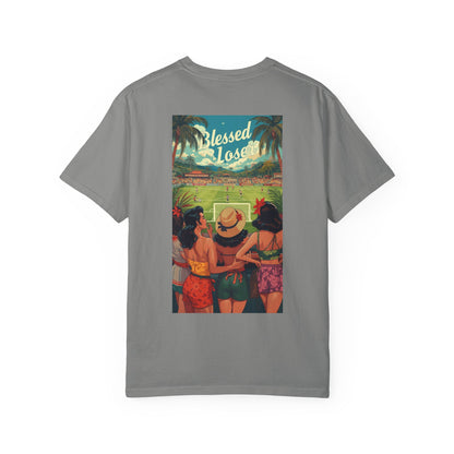 Blessed Losers Garment-Dyed T-Shirt, Comfort colors in granite, featuring a vibrant graphic design.