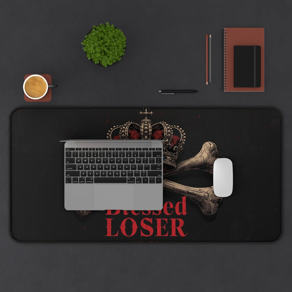 Crown Skull Desk Mat - Blessed Loser Gaming Mouse Pad