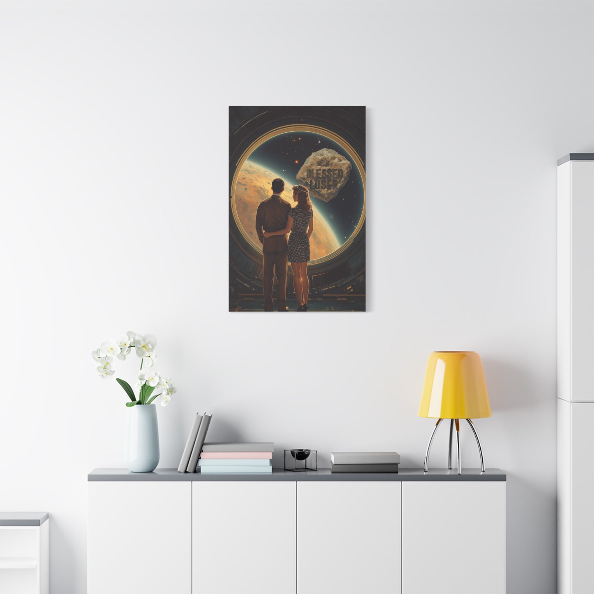 Blessed loser Canvas Wall Art, Retro Couple