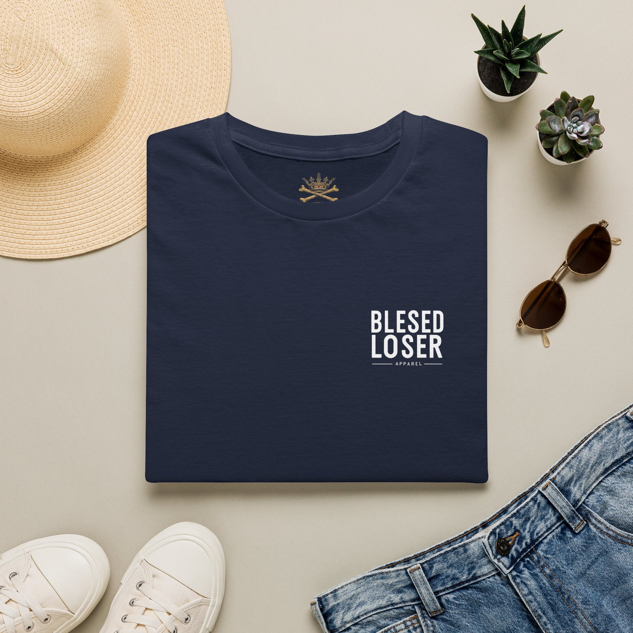 T-Shirt — "Blessed Loser" Minimal Chest Logo Tee