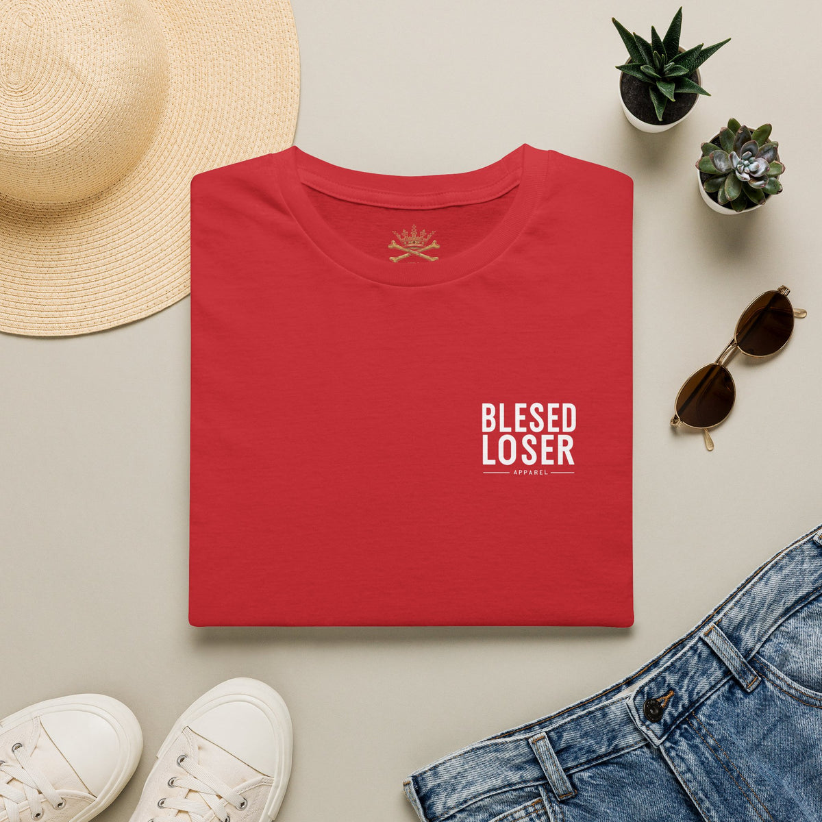 T-Shirt — "Blessed Loser" Minimal Chest Logo Tee