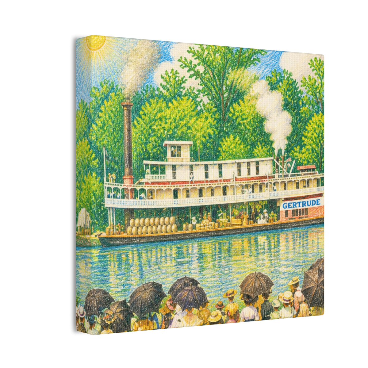 Steamboat Canvas Print — Vintage Riverboat Wall Art