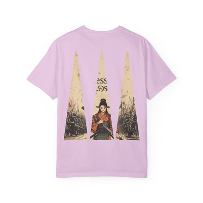 Blessed Loser T-Shirt — Vintage Samurai Triangle Back Print, orchid color, featuring vintage illustration on back.