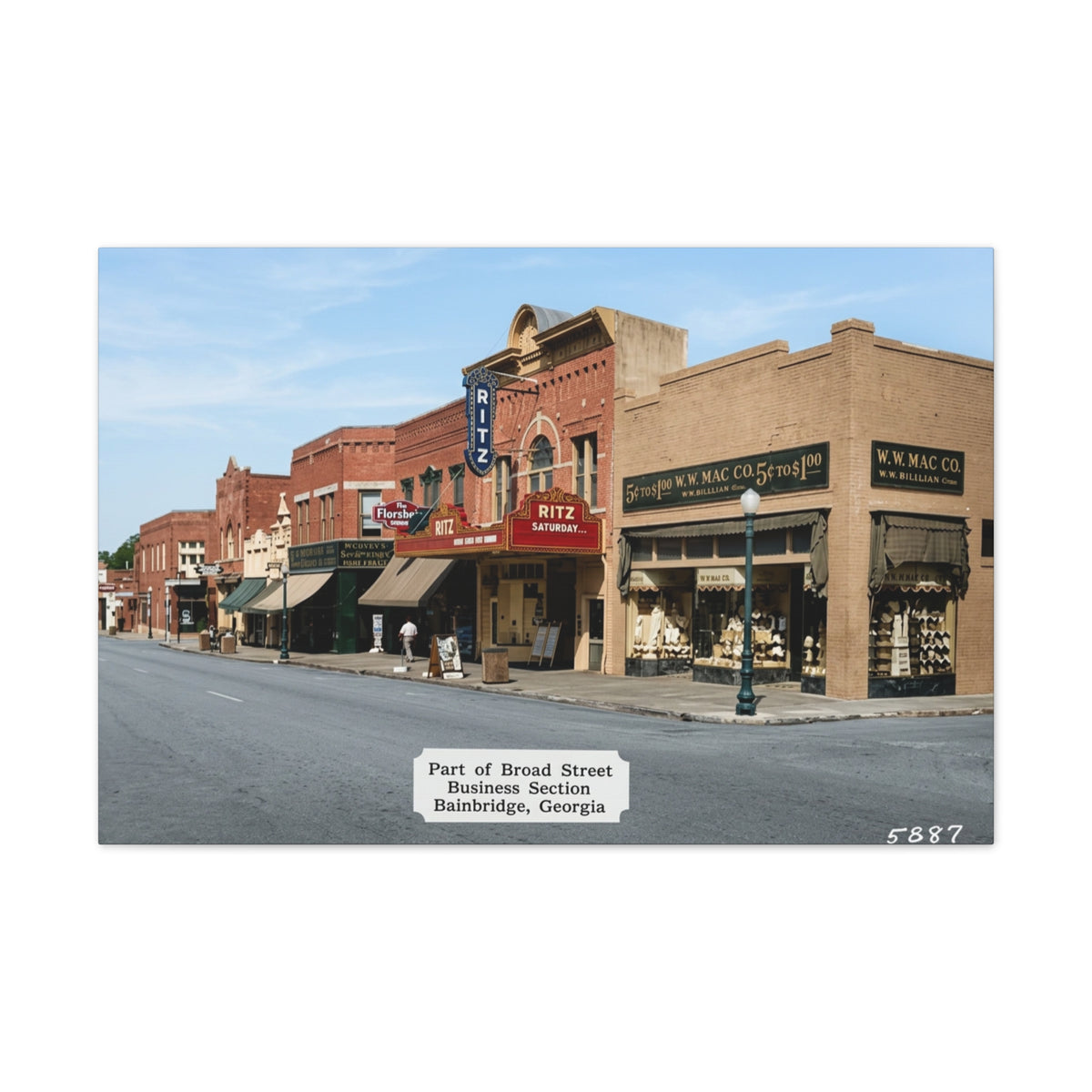 Bainbridge Georgia, Broad Street Main Street Canvas Vintage Wall Art