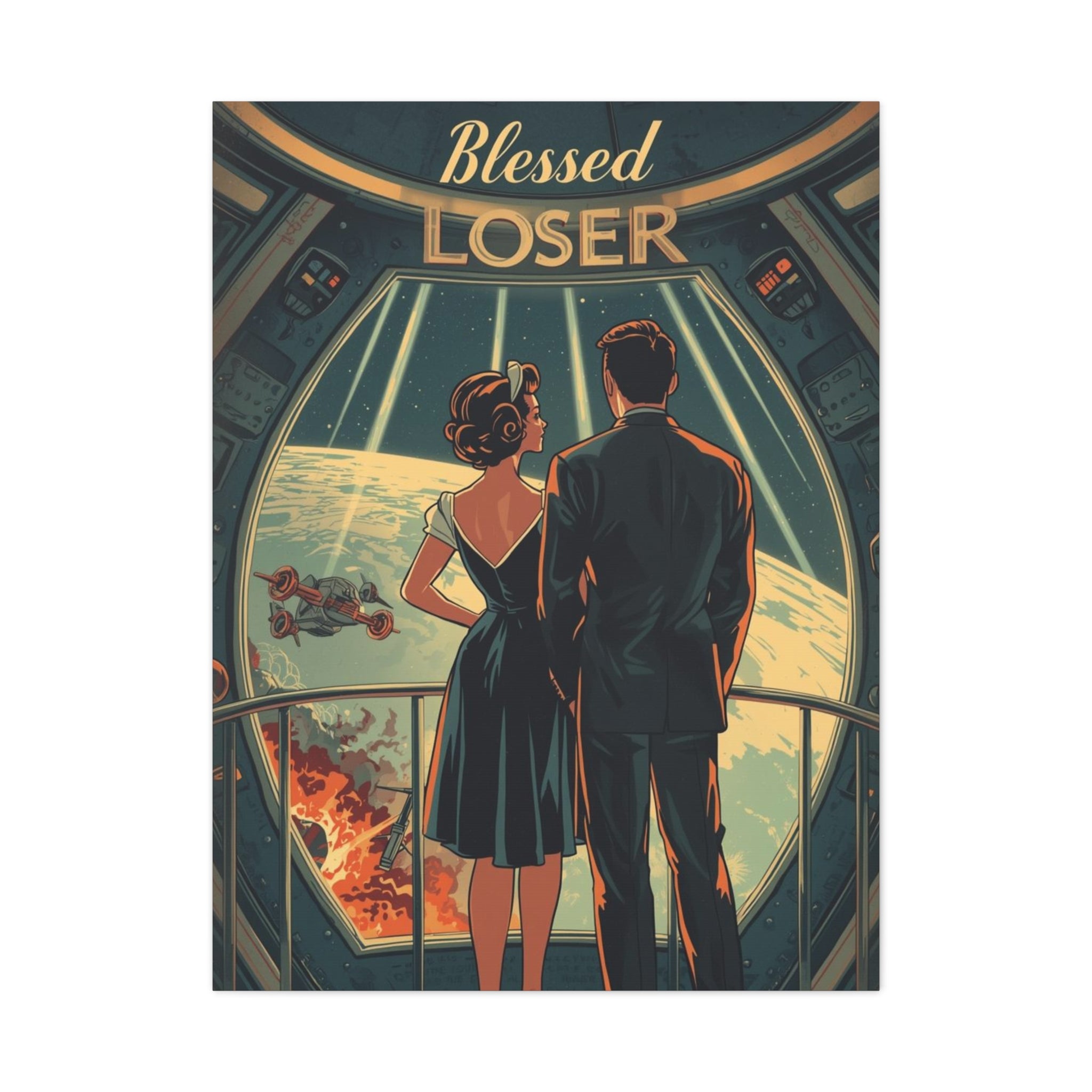 Blessed Loser Canvas Art | Vintage Space Wall Decor