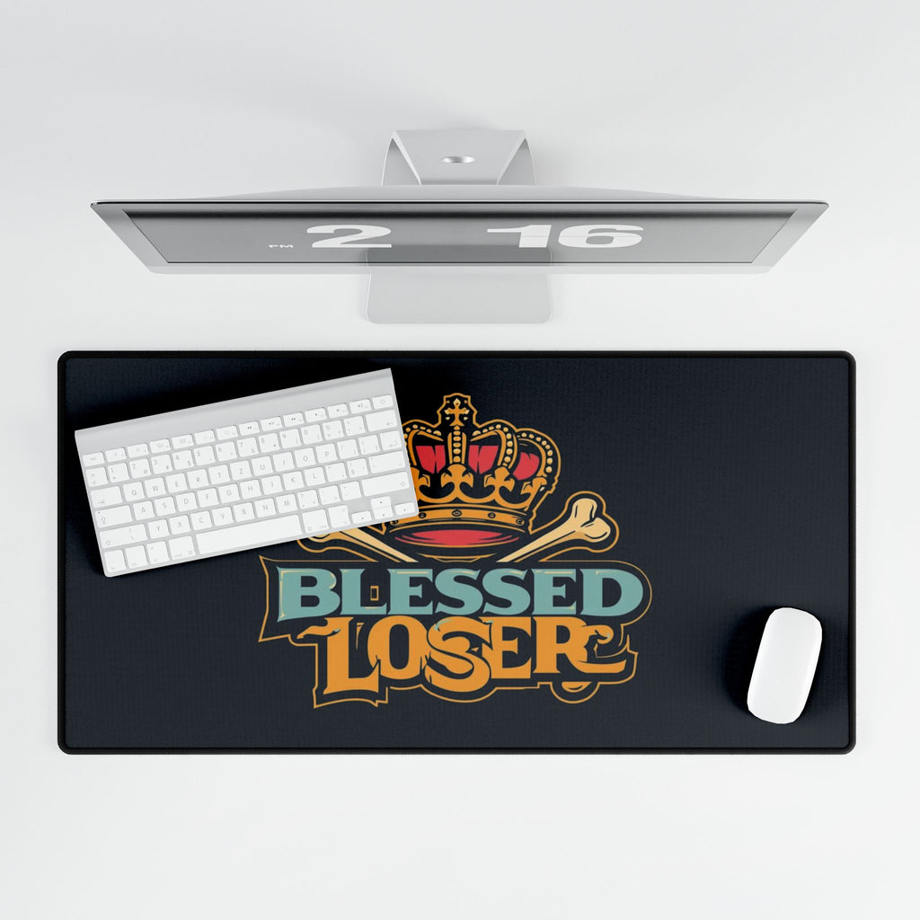 Blessed Loser Desk Mat — Crowned Retro Gaming Mousepad