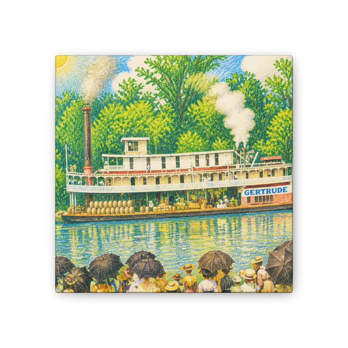 Steamboat Canvas Print — Vintage Riverboat Wall Art