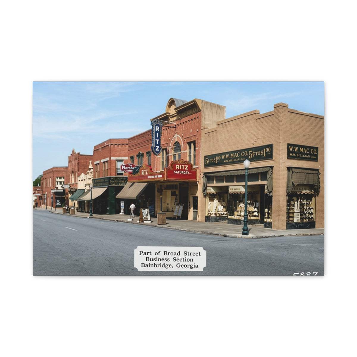 Bainbridge Georgia, Broad Street Main Street Canvas Vintage Wall Art