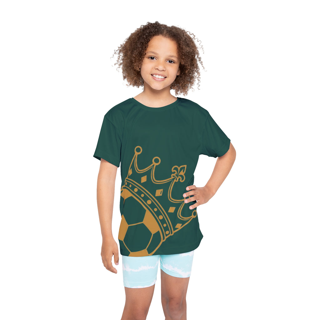Kids Soccer Jersey — Green Royal Crown Football Tee
