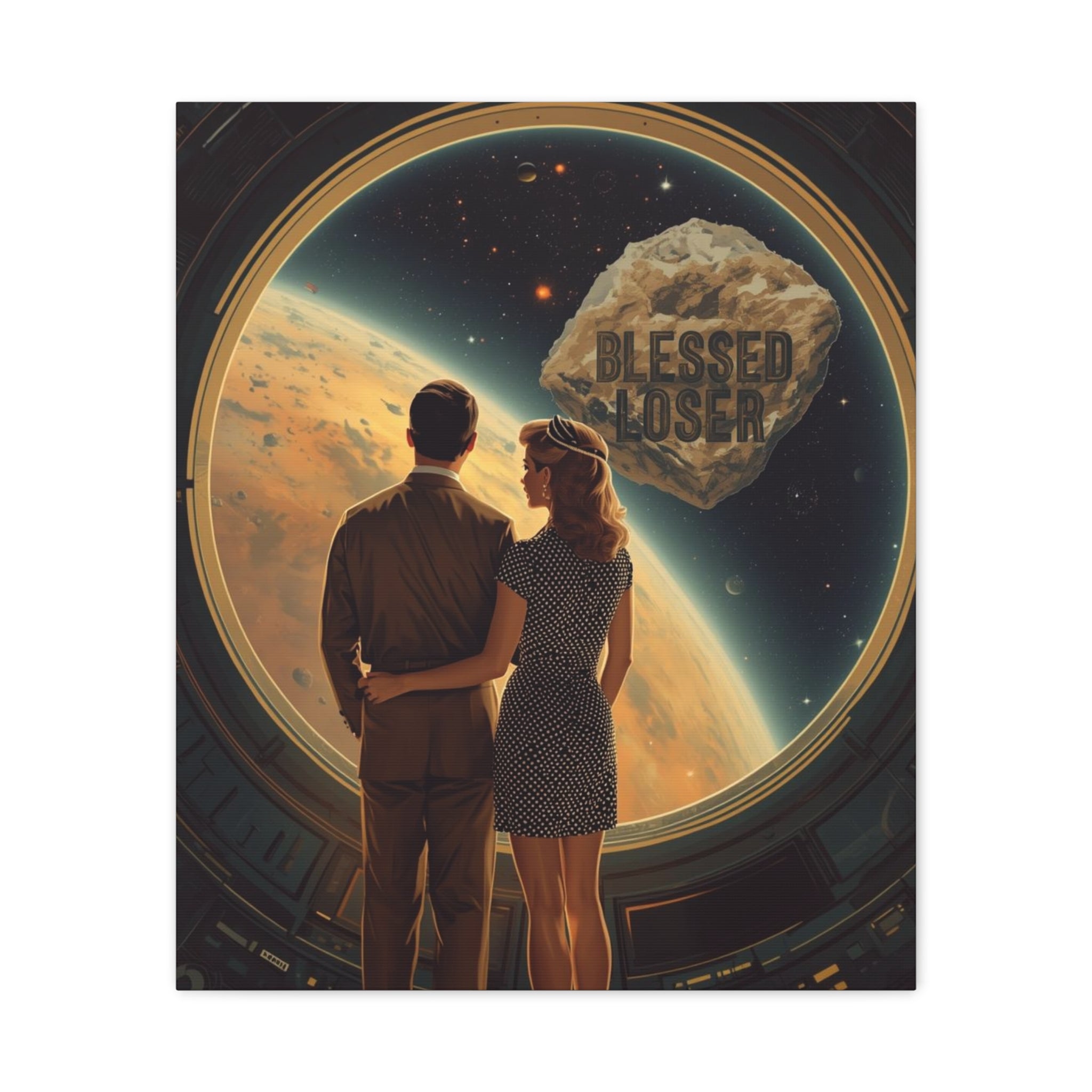 Blessed loser Canvas Wall Art, Retro Couple