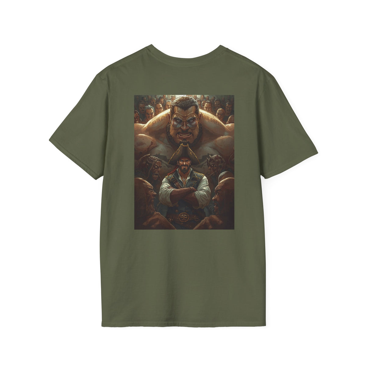 Blessed Loser Graphic Unisex T-Shirt, little bro, featuring bold character art on a green back.