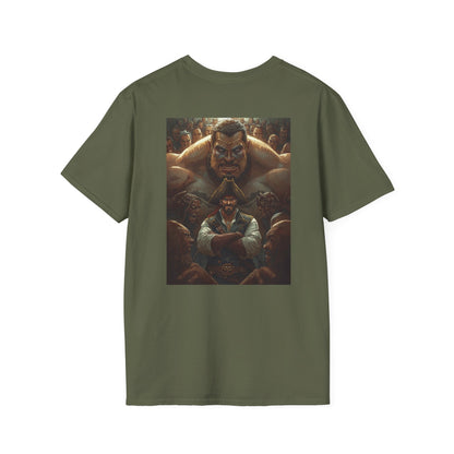 Blessed Loser Graphic Unisex T-Shirt, little bro, featuring bold character art on a green back.