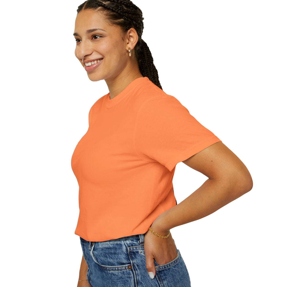 Blessed Losers Garment-Dyed T-Shirt, Comfort colors worn by a smiling woman in an orange t-shirt.
