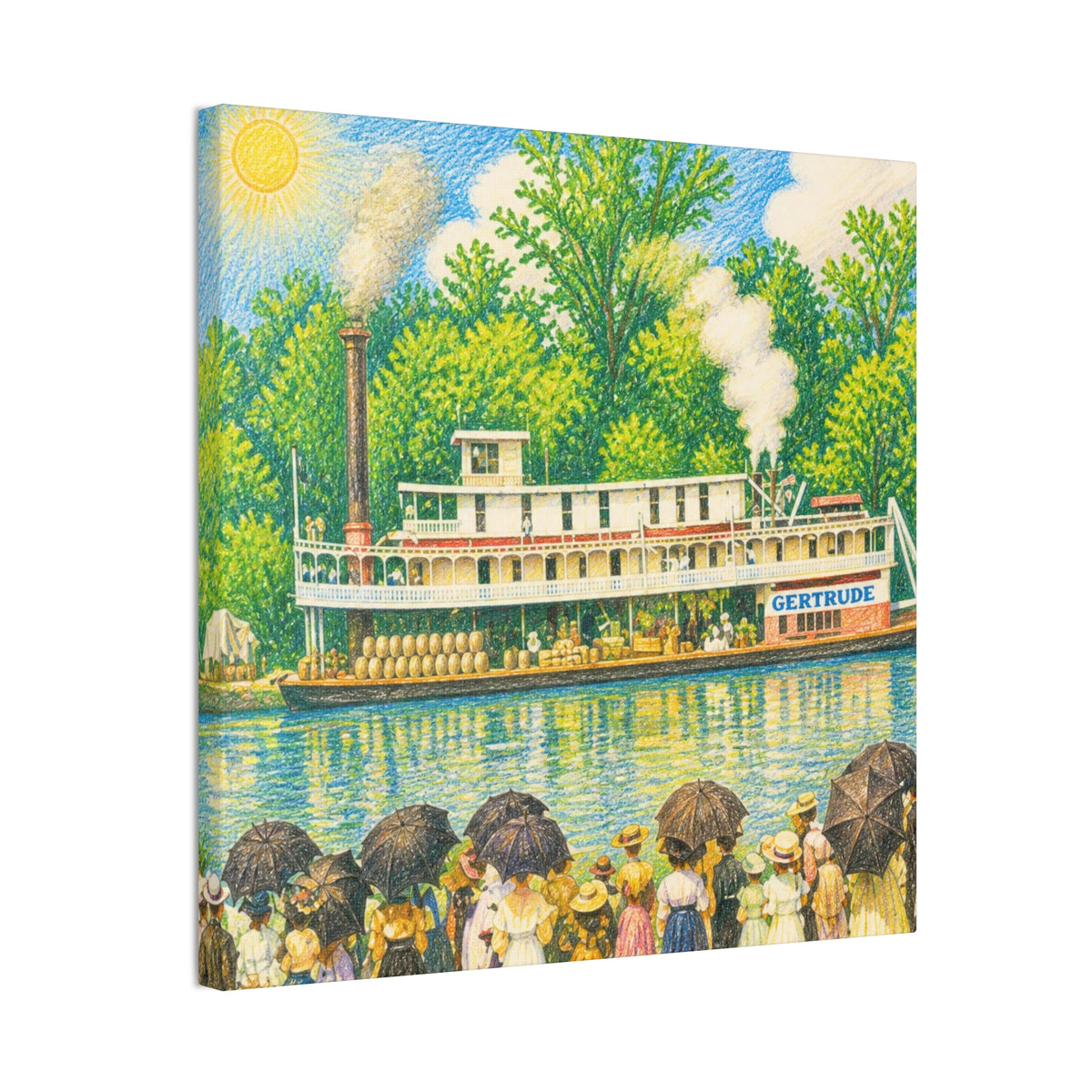 Steamboat Canvas Print — Vintage Riverboat Wall Art