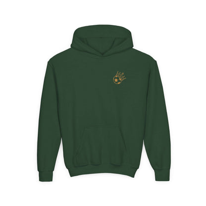 Spartans Youth Hoodie — South Georgia Spartans Soccer Team Logo in green with soccer emblem on front.