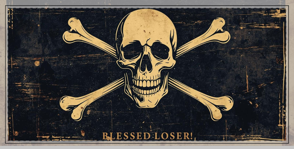 Blessed Loser Skull Desk Mat — Stitched Edge Gaming Mouse Pad